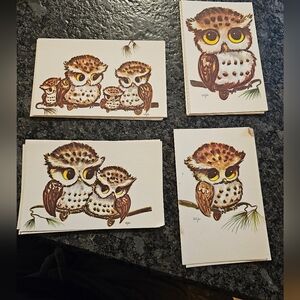 Vtg Thayer Kitschy Owls Big‎ Eyes 16 Post Cards Picture Art 70's MCM Maine USA
